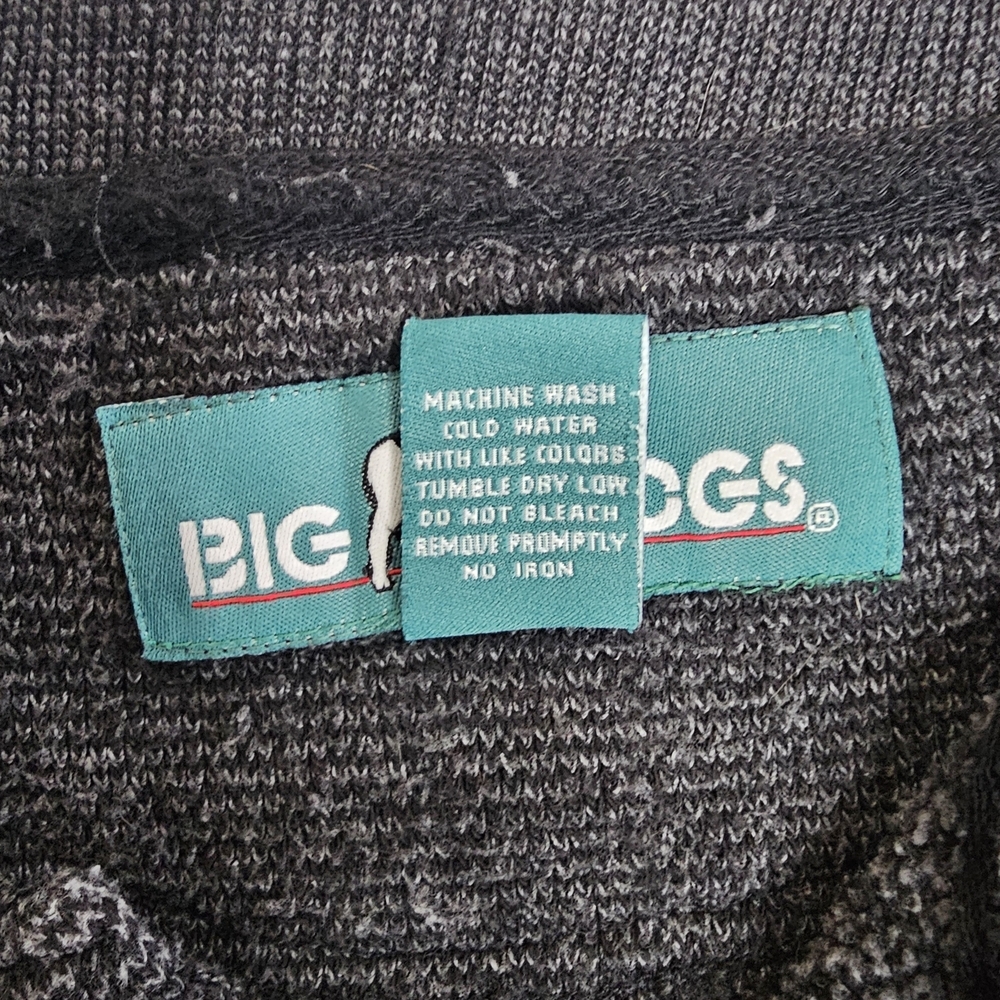 Vintage Big Dogs Henley Sweater Mens Large Grey Embroidered - Picture 11 of 11